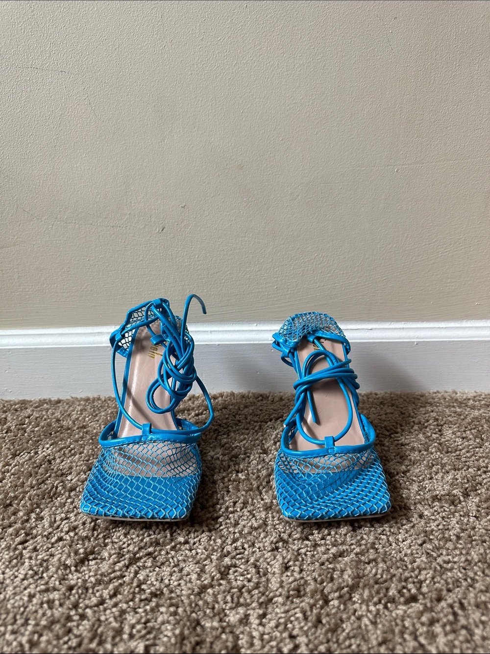 Mesh Lace Up Heels